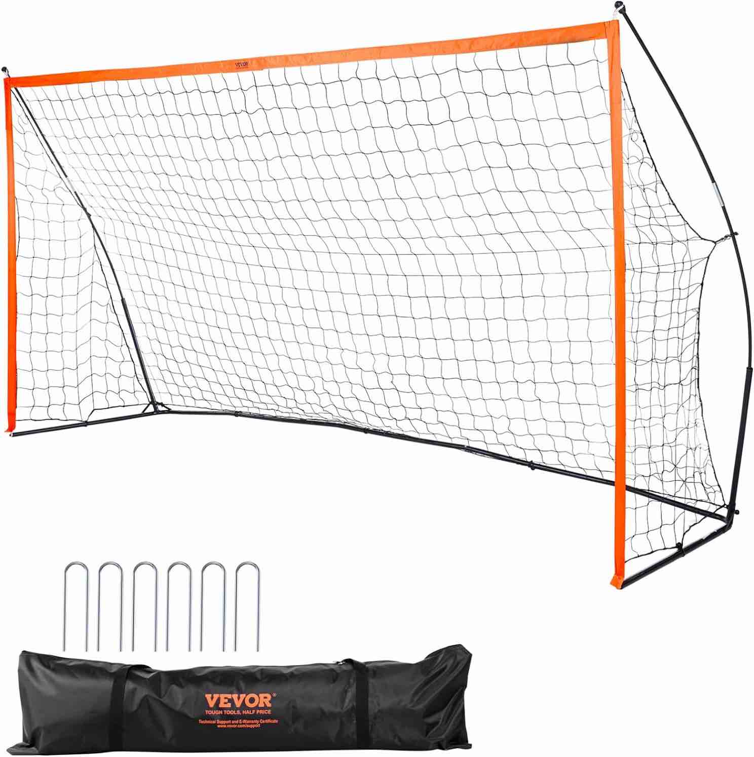 VEVOR Portable Soccer Goal, 12x6 ft Adults Kids Backyard Soccer Net, Large Practice Soccer Net, Steel Fiberglass Structure Training Soccer Goal Set, All-Weather Outdoor Soccer Goals with Carry Bag