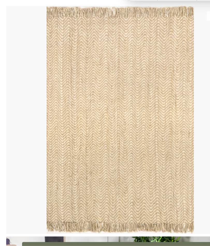 Natural Jute Wavy Chevron With Tassel Area Rug 5’ x 8’ 200NCNT01A-508