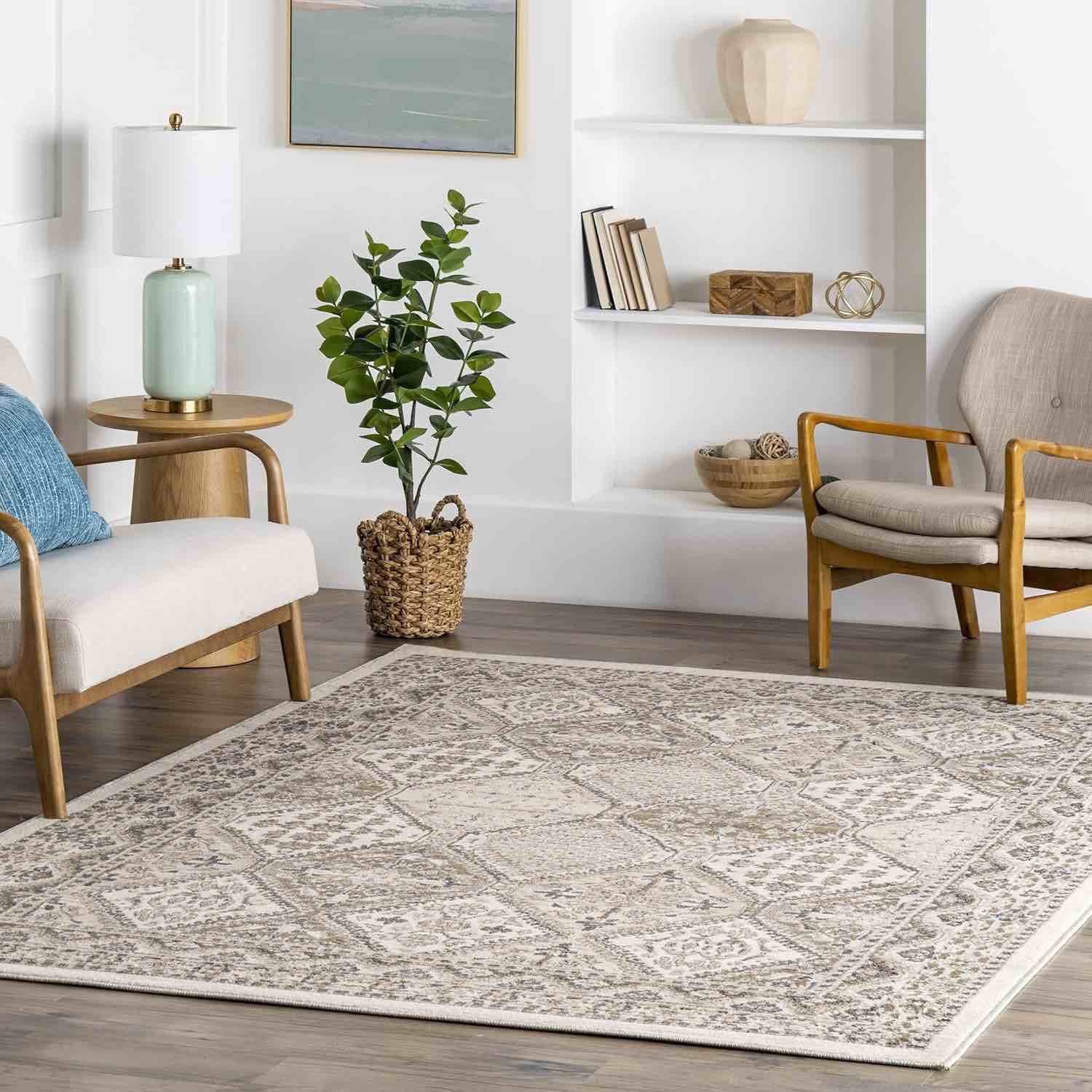 nuLOOM Becca Traditional Tiled Area Rug - 10x14 Area Rug Transitional Beige/Ivory Rugs for Living Room Bedroom Dining Room Kitchen