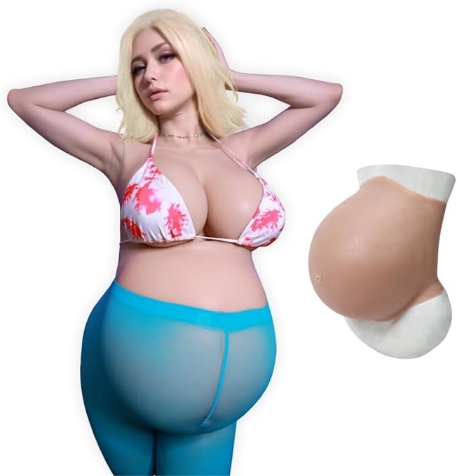 Silicone Fake Pregnant Belly Realistic Twins Baby Bump False Pregnancy 5-9 Month for Film Props Cosplay Costumes