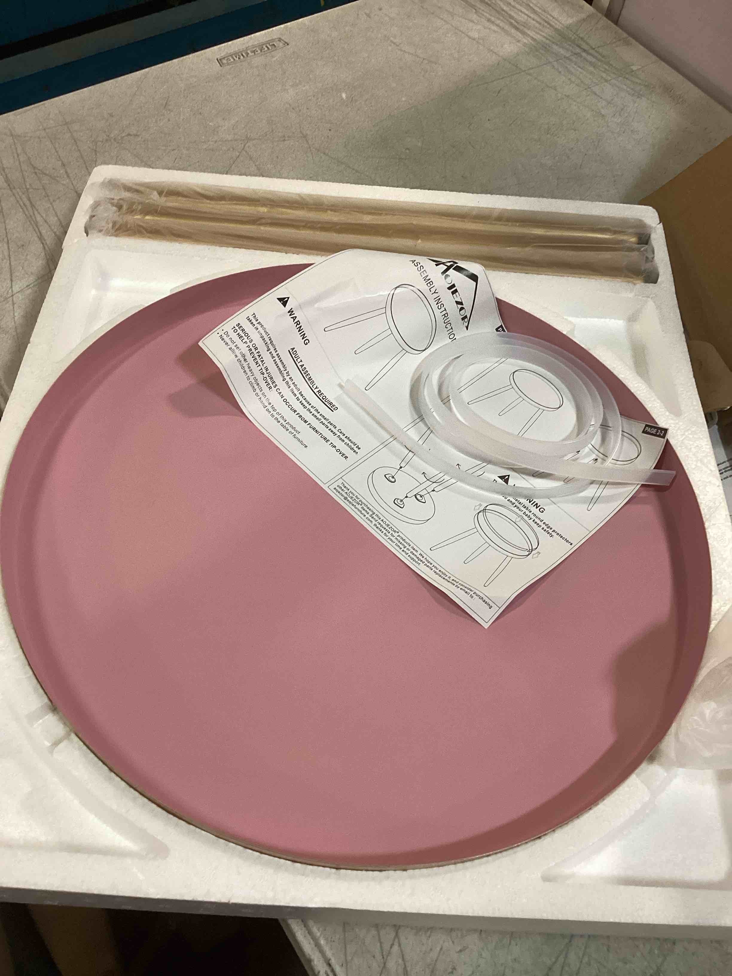 AOJEZOR Night Stands,Small Nightstand Bed Side Table for Kids Room,End Tables Round Nightstand for Bedroom,Pink Metal Tray End Table with Gold Legs Base