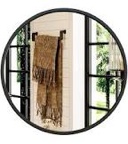 Growsun 24'' Black Round Mirror, Circle Wall Mirror for Bathroom Vanity, Entryway Living Room with Metal Frame for Home Decor