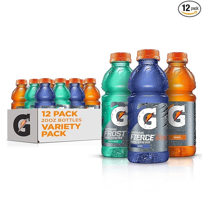 ((Best By 04/08/2024))Gatorade Thirst Quencher, Fierce Variety Pack 2.0, 20 Fl Oz (Pack of 12)