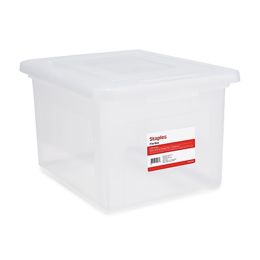 Staples Hanging File Box, Snap Lid, Letter/Legal Size, Clear (TR57620)