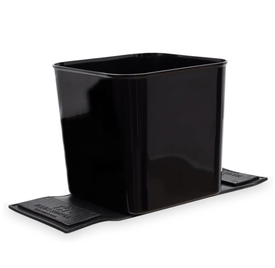 HAUSSIMPLE Car Trash Can - Spill Proof Plastic Car Garbage Can - Basket Bin Organizer 1.4 Gallon with Stability Flap for Cars and Trucks - Litter Waste Car Trash Cans (Black Without Trash Bag)