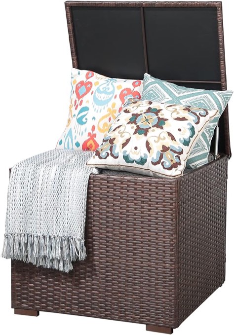 88 Gallons Water Resistant Wicker Deck Box