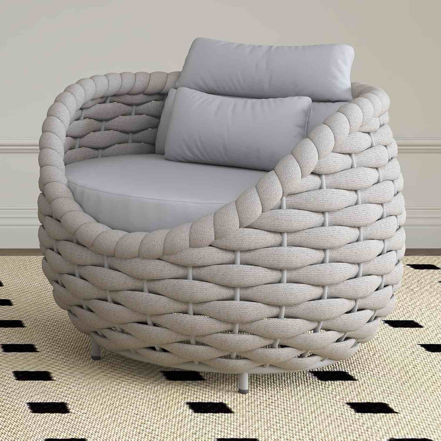 TWT Sofá de patio, cuerda de textileno para todo tipo de clima, muebles de balcón con cojines y almohadas, sofá de patio al aire libre, juego de muebles de patio para patio, balcón, patio trasero,