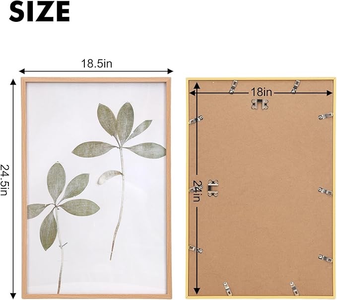 18x24 Picture Frame Set of 2,Wall Hanging Photo Frame, Plastic Imitation Fine Wood Grain, Large Size Poster Frame 18×24
