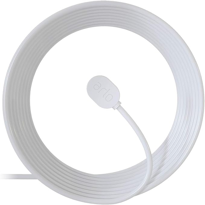 Arlo Indoor Magnetic Charging Cable - Arlo Certified Accessory - 8 ft, Works with Arlo Pro 5S 2K, Pro 4, Pro 3, Pro 4 XL, Ultra 2, Ultra, Ultra 2 XL, Go 2 and Floodlight Cameras, White - VMA5000C