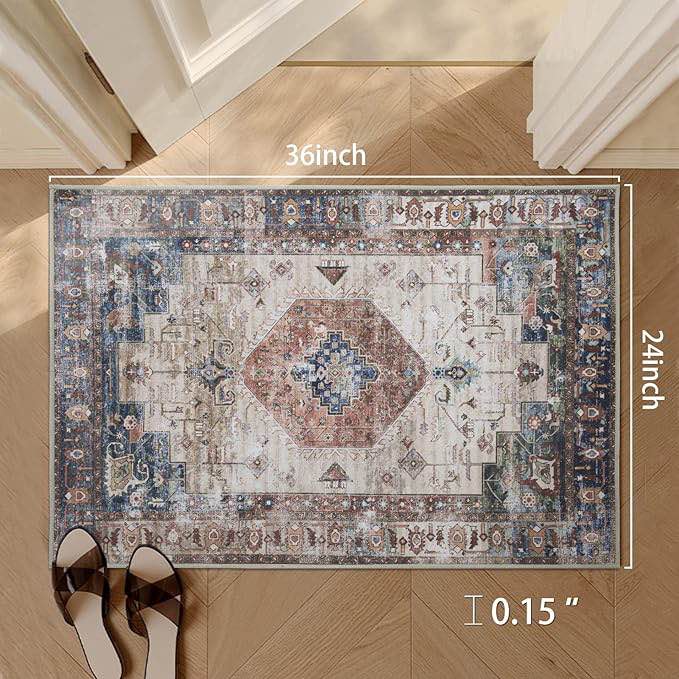 (SIMILAR ) Pcs Washable Indoor Doormat,Non Slip Retro Floor Mat 24" x 36" Area Rug Absorbent Entrance Rug Distressed Front Door Mat,Welcome Mats Entryway Rug Doormats for Kitchen Home Patio