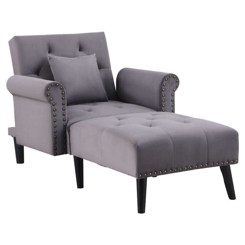 (similar)Elegant Plush Chaise Lounge Convertible Chair with Heavy Padded Seat Cushion 