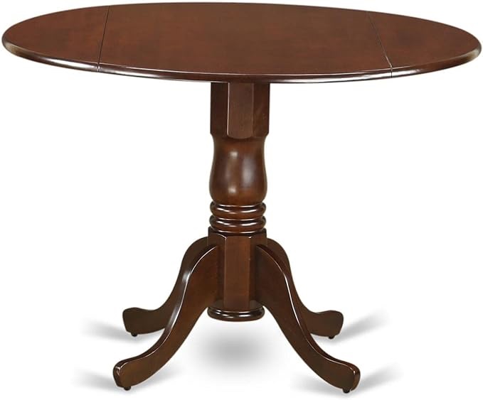 East West Furniture DLT-MAH-TP Dublin Dining Room Table - a Round Solid Wood Table Top with Dropleaf & Pedestal Base, 42x42 Inch, Mahogany