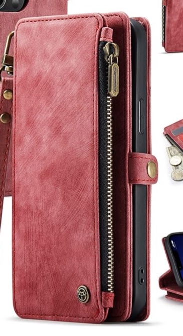 Defencase for iPhone 12/ Pro Case Wallet, iPhone 12 Wallet Case for Women Men, Vintage PU Leather Magnetic Flip Wrist Strap Zipper Card Holder Phone Cases for iPhone 12 & iPhone 12 Pro, Luxury Pink