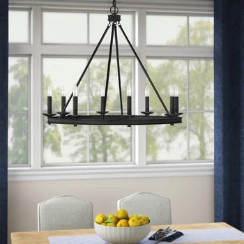 Poynor 8-Light Wagon Wheel Chandelier