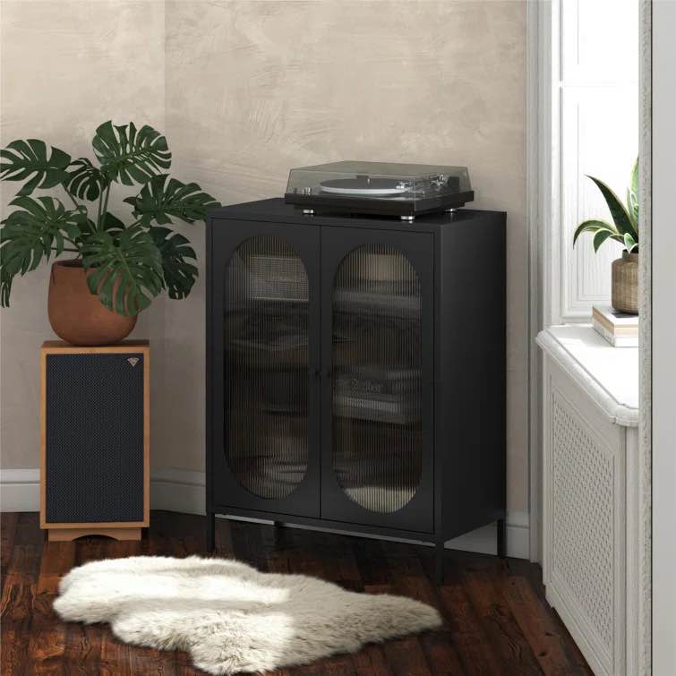 Luna 39.96'' Tall Accent Cabinet with Fluted Glass