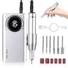 Professional Electric Nail Drill Machine, Portable Rechargeable 35000RPM Nail Drill for Acrylic Gel Nails, Manicure Pedicure Polishing Shape Tools for Home and Salon Use,Grey