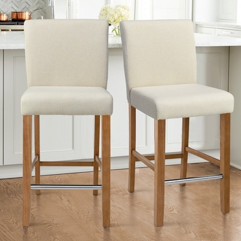 Portland Mid-Bar Bar Stool, Beige, Set of 2