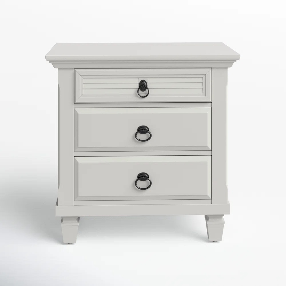 Onyx 3-Drawer Nightstand, White, 1pc