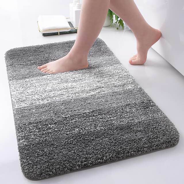 1pc Shimmery Bath Rug, Gray