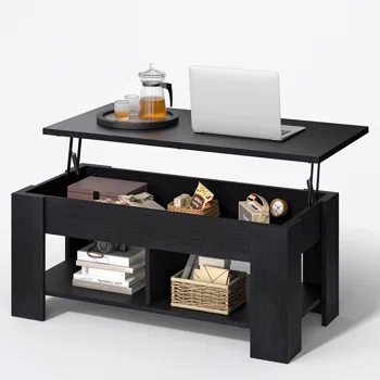 Sparta Black Lift Top Extendable Coffee Table With Storage