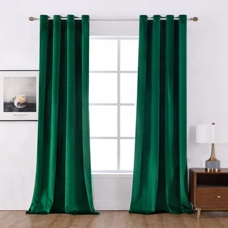 Deavion Velvet Solid Room Darkening Curtain Panel (Set of 2)