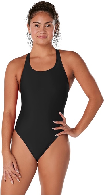 Speedo Women's Swimsuit One Piece PowerFlex Flyback Solid Adult Team Colors New Black 40