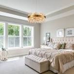 Marais Dimmable Gold Round K9 Crystal Hanging Light Modern Gold Chandeliers