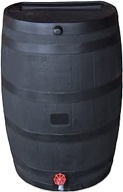 RTS Companies Inc Home Accents 50-Gallon ECO Rain Water Collection Barrel Made with 100% Recycled Plastic Spigot, Black