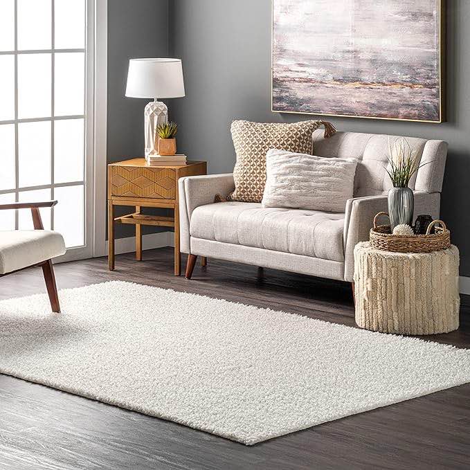 nuLOOM Marlow Machine Washable Soft Shaggy Faux Sheepskin Area Rug, 3x5, White