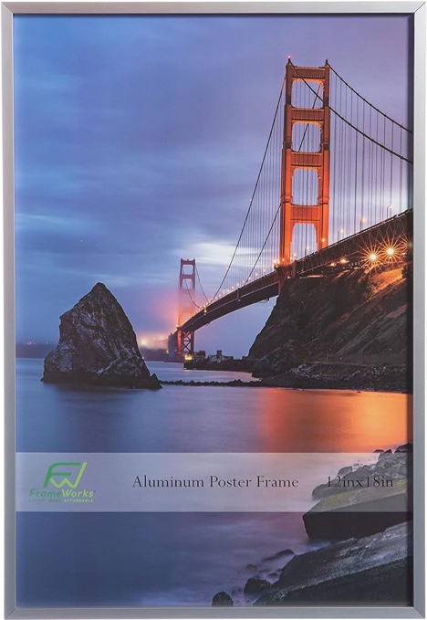 12" x 18" Silver Brushed Aluminum Poster Picture Frame with Plexiglass