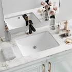 Undermount Bathroom Sink Rectangle, Hugsleek Interior Bowl Size 16 x 11 inch White Porcelain Ceramic Vessel Sink Under Counter Exterior Size 18x13in Rectangular Bath Sink Basin Lavatory Fireclay
