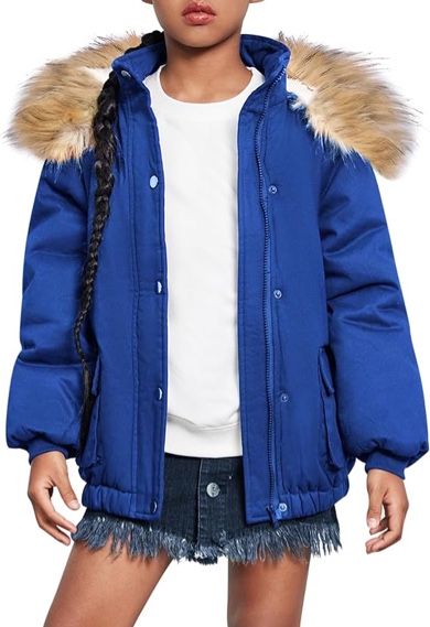 Arshiner Kids Girls Winter Coats Warm Thick Padded Hooded Fleece Lined Puffer Parka Jacket