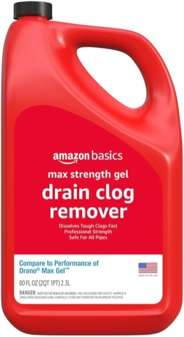 Amazon Basics Max Strength Gel Drain Clog Remover and Cleaner, 80 Fl Oz, Pack of 1