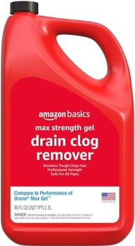 Amazon Basics Max Strength Gel Drain Clog Remover and Cleaner, 80 Fl Oz, Pack of 1