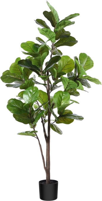 CROSOFMI Artificial Fiddle Leaf Fig Tree 65 Inch Fake Ficus Lyrata Plant with 68 Leaves Faux Plants in Pot for Indoor Outdoor House Home Office Garden Modern Decoration Perfect Housewarming Gift