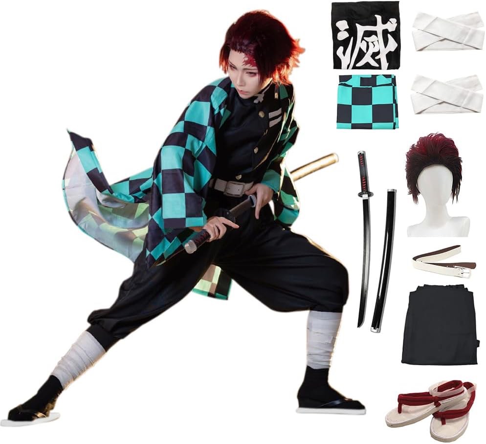 Nhorrobat Full Set Halloween Costume Kochou Shinobu Party Role Cosplay Costume Kimono Outfit W/Shoes Wig Sword