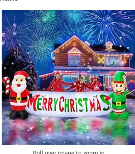 TURNMEON 12 Ft Long Christmas Inflatable Merry Christmas Sign with Santa Claus and Elf Holds Gift Box Christmas Decorations Outdoor Build-in LED Lights Blow Up Yard Decor for Lawn Garden Party Holiday