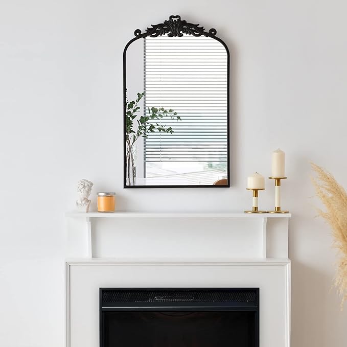 Hafomcel Arendahl Traditional Arch Mirror,Vintage Decorative Wall Mirror,31 x 19,Black,Antique Arched Wall Mirror with Metal Frame