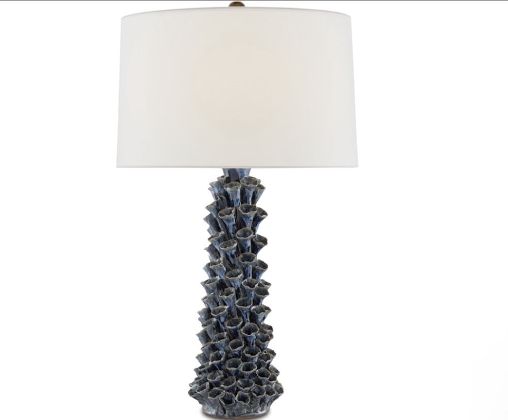 Sunken 31.5" Blue Table Lamp (incomplete, missing base)