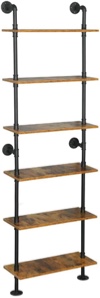 Industrial Pipe Shelving, 6-Tier Pipe Shelves Ladder Shelf, Modern Bookcase 