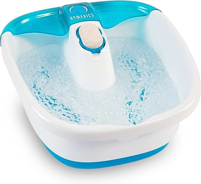 HoMedics Bubble Mate Foot Spa, Toe Touch Controlled Foot Bath with Invigorating Bubbles and Splash Proof, Raised Massage nodes and Removable Pumice Stone