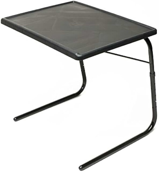 Table Mate XL TV Tray Table - Folding TV Dinner Table, Couch Table Trays for Eating Snack Food, Stowaway Laptop Stand, Portable Bed Dinner Tray - Adjustable TV Table with 4 Set Angles, Silver