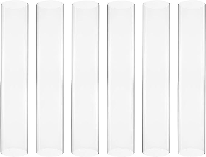 CYS EXCEL 6 PCS (H:14" D:2.5") Open Ended Glass Hurricane Candleholder Tube Shade | Multiple Size Choices Open Flame Candle Chimney Tube Cover | Bottomless Cylinder