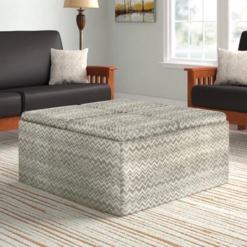 Briahnna 36" Wide Square Chevron Ottoman with Storage