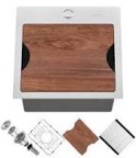 Aschael Drop in Bar Sink Workstation - 15x15x10 Inch Top Mount Kitchen Sink 16 Gauge Stainless Steel RV Sink Single Bowl Small Sink with Cutting Board