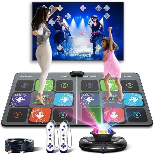 FWFX Dance Mat Games for TV - Wireless Musical Electronic Dance Mats with HD Camera, Double User Exercise Fitness Non-Slip Dance Step Pad Dancing Mat for Kids & Adults, Gift for Boys & Girls
