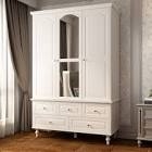 (incomplete)White Paint Big Wardrobe Armoires W/Mirror, Hanging
