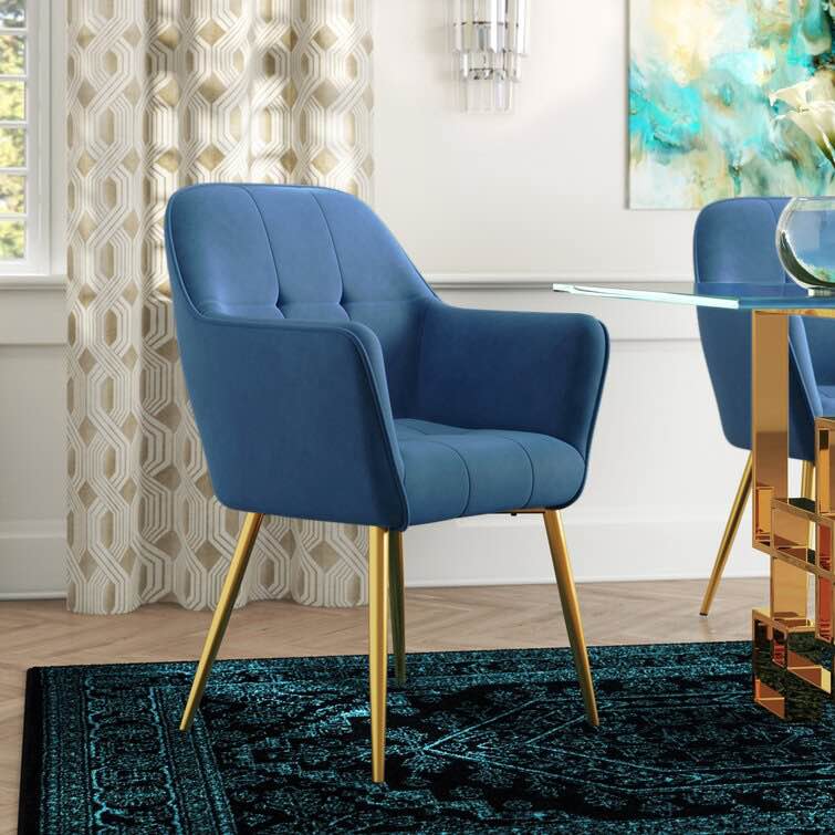 Bullis Arm Chair Navy Blue (Set of 2)