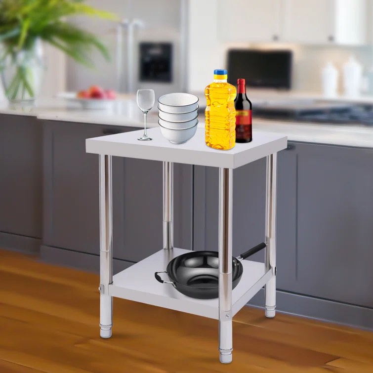 Double Layer 201 Stainless Steel Kitchen Storage Rack Work Table