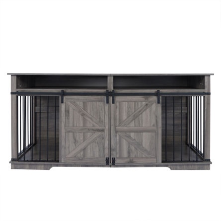 (Incomplete)Large Furniture Style Dog Crate With 2 Open Drawers And Divider